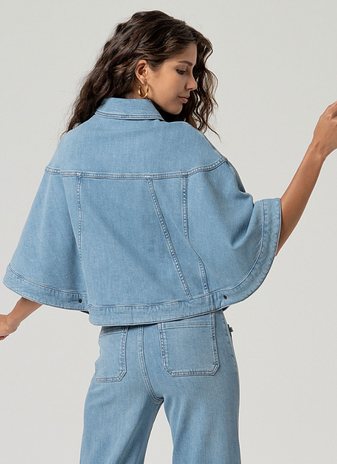 Surkana Cropped Cape Style Denim Jacket