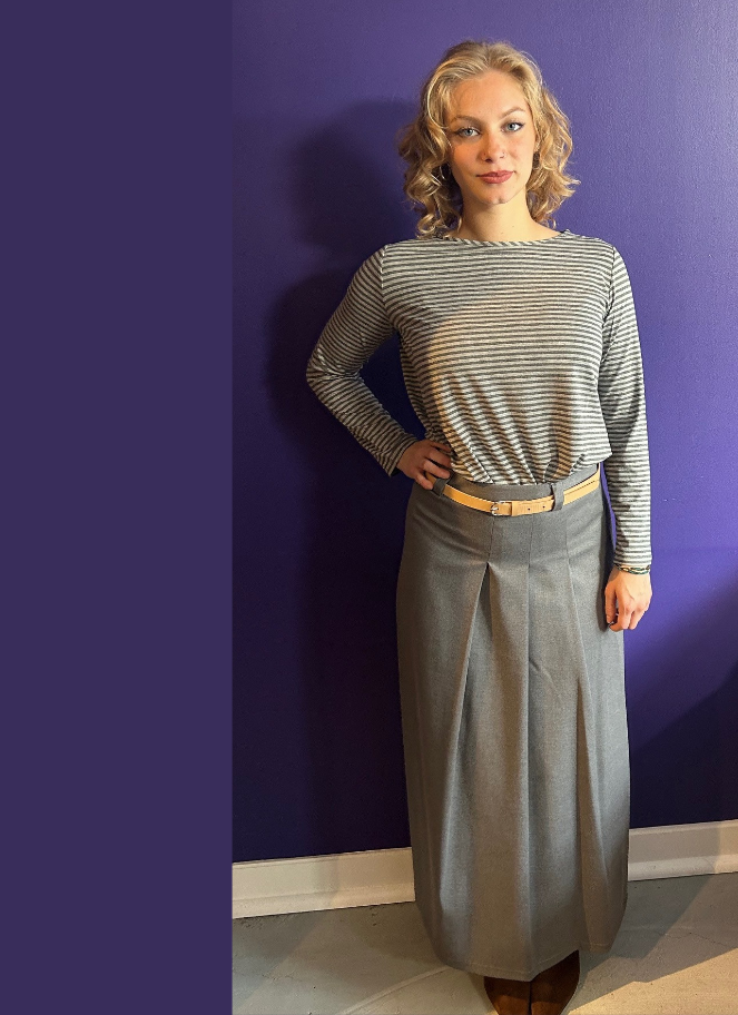 Maria Bellentani long sleeve stripe grey and black top
