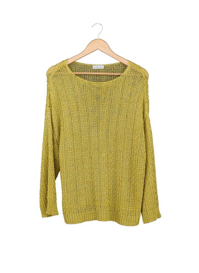 Eufonia Yellow Crocheted Long Sleeve Top