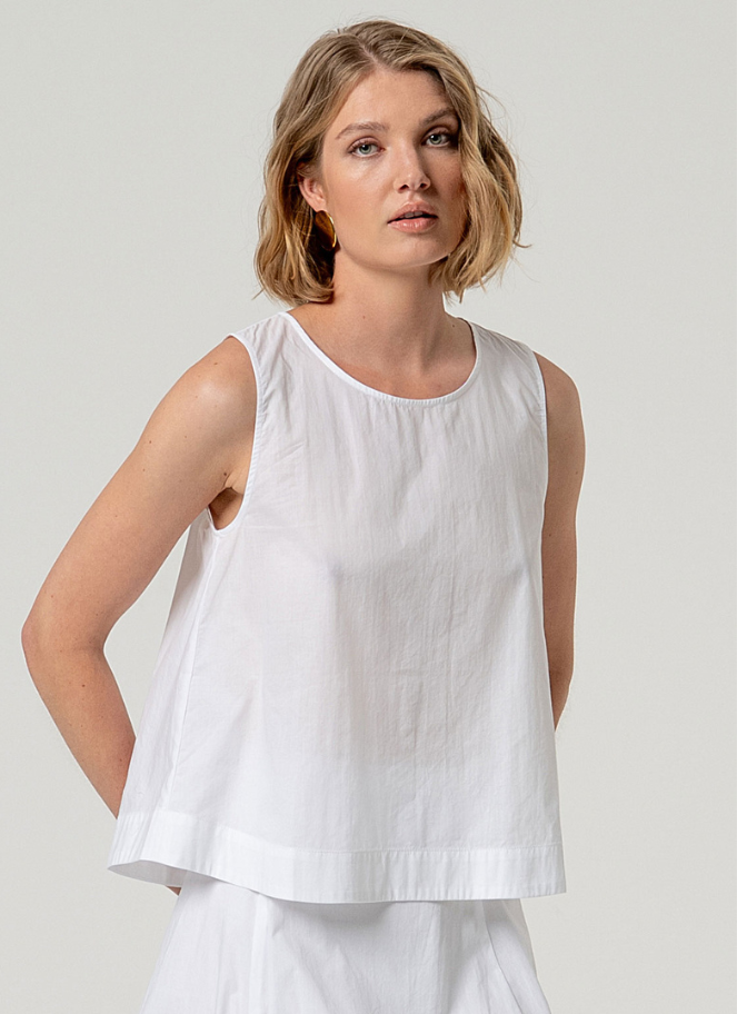 Surkana White Sleeveless Top