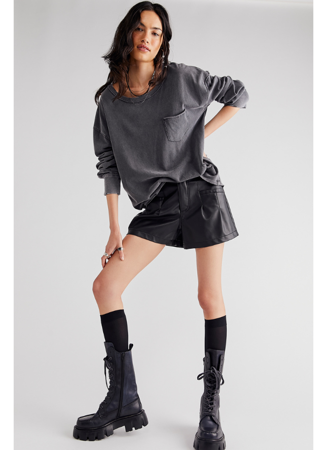 Long sleeve top with pocket by Free People in a metal colour
