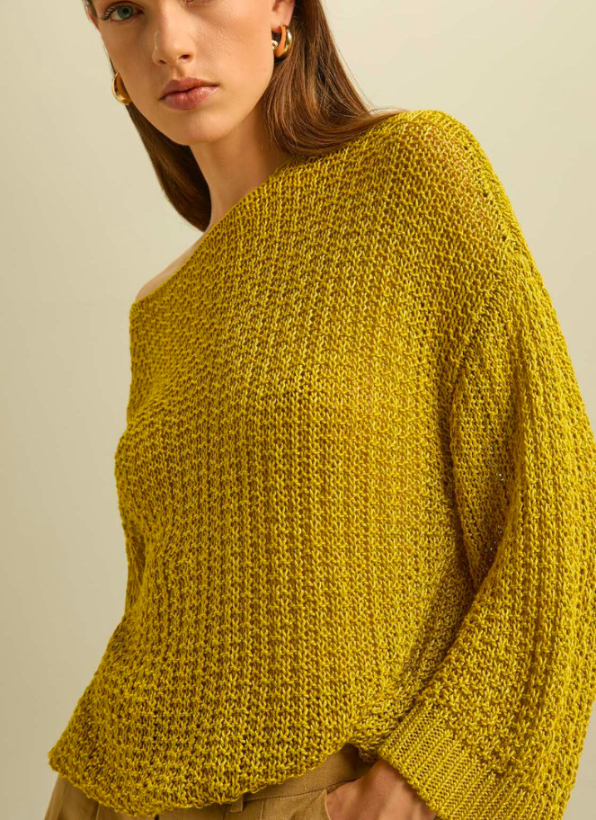 Eufonia Yellow Crocheted Long Sleeve Top