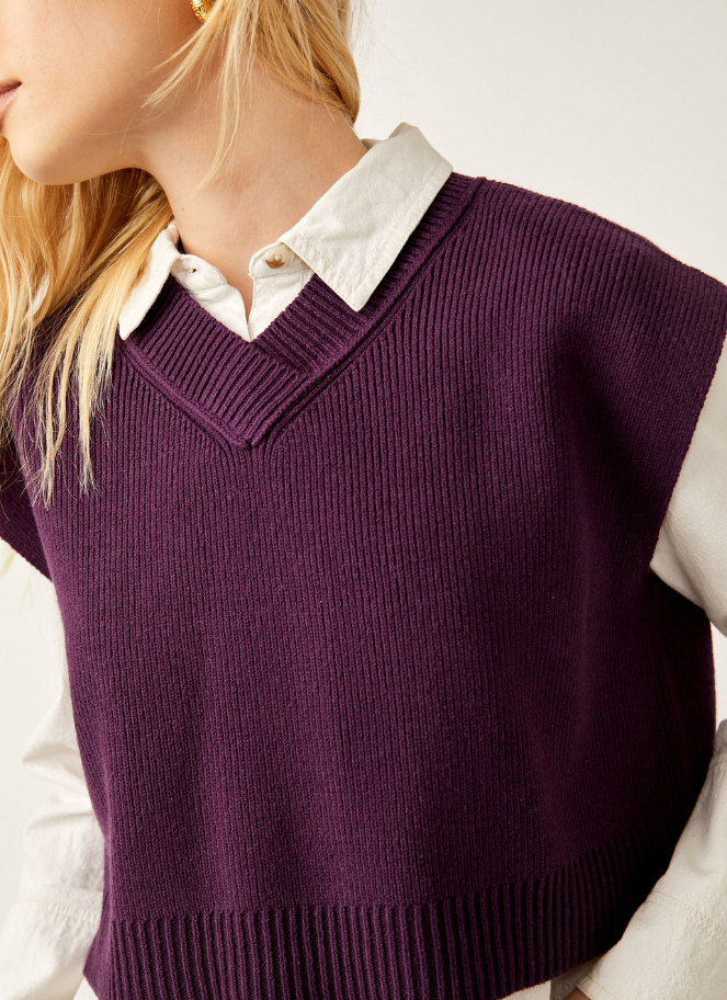 Purple Free People knitted vest in purple