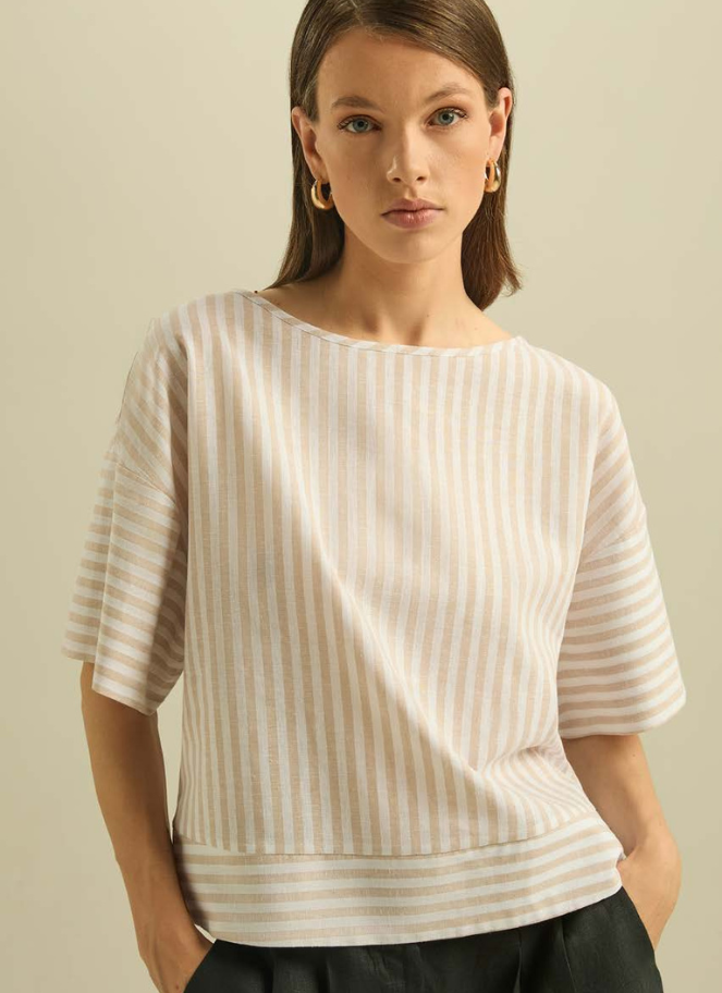 Eufonia Striped Beige Top
