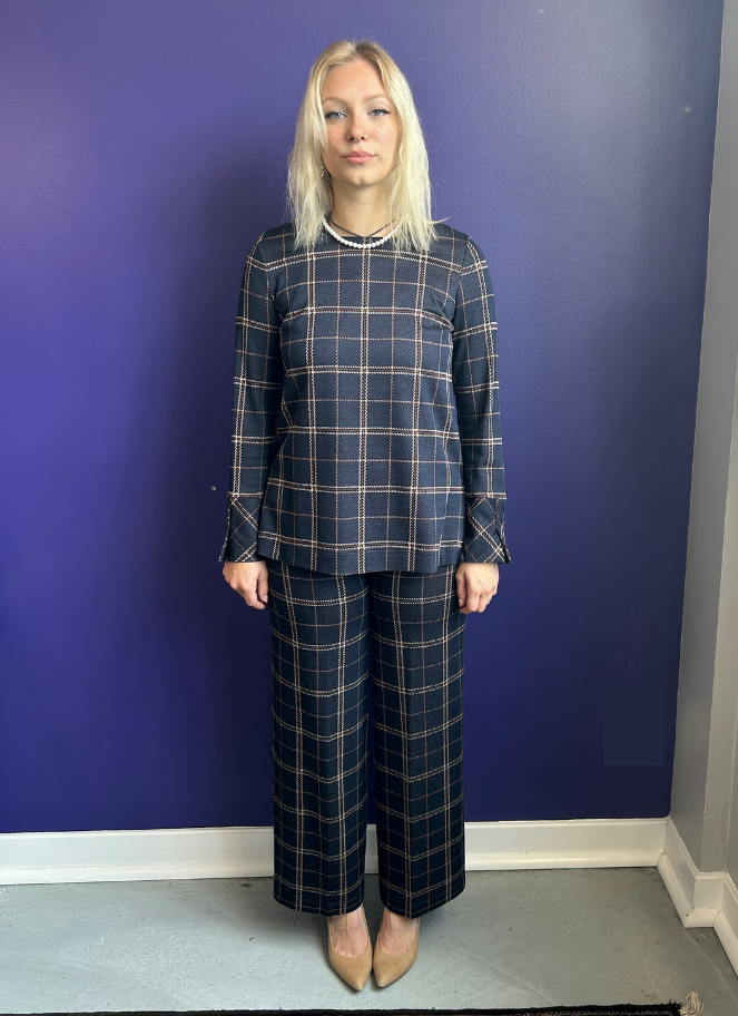 Maria Bellentani blue plaid Amsterdam top