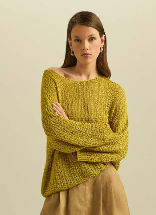 Eufonia Yellow Crocheted Long Sleeve Top