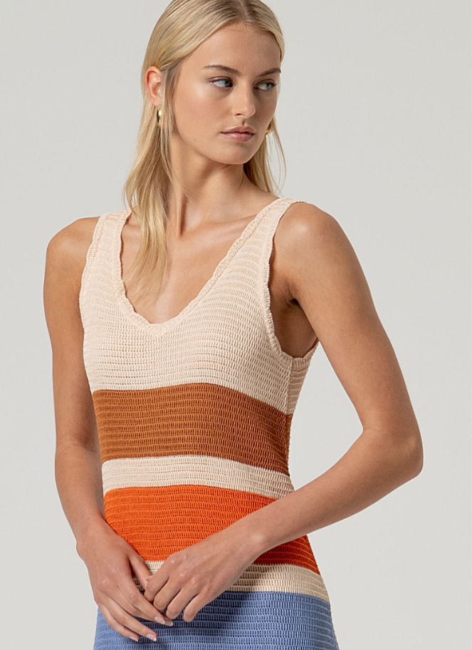 Surkana Long Striped V-Neck Tank Dress