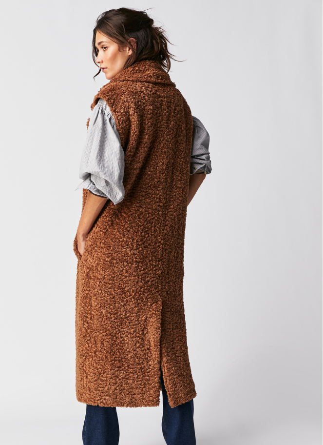 Free People long oversized vest in carmel colour