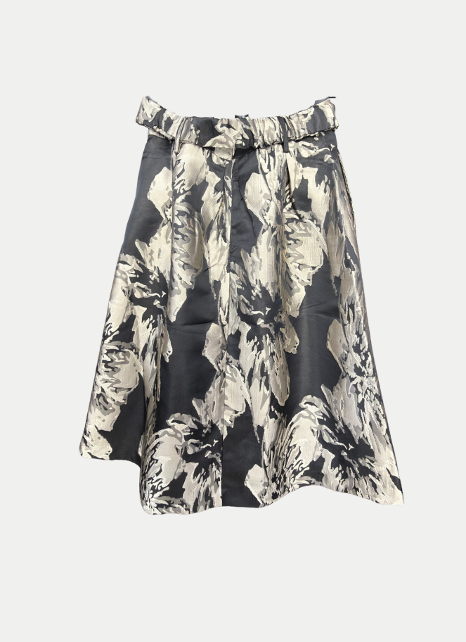 Gold and Black Jacquard A-Line Skirt by Coster