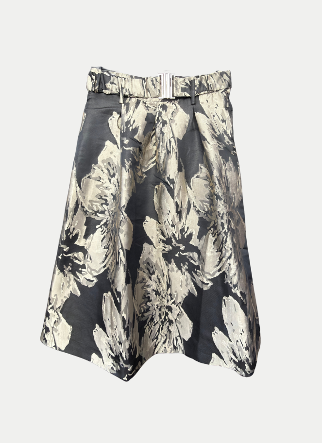 Gold and Black Jacquard A-Line Skirt by Coster