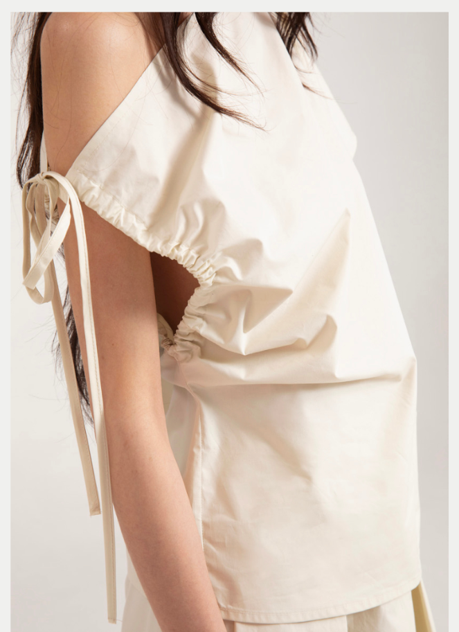 Eufonia Sleeveless Asymmetric Vanilla Top