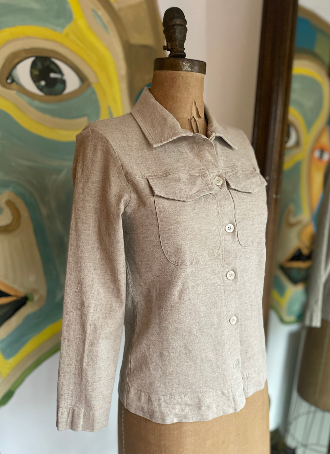 VESTE COURTE EN LIN Sable par Brenda Beddome