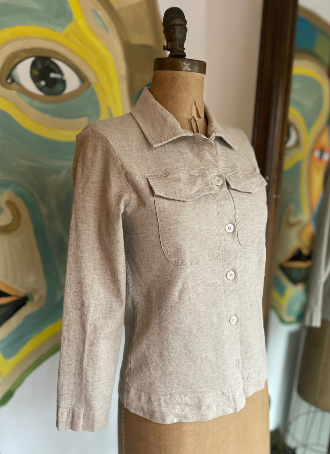 SHORT LINEN JACKET in Sand by Brenda Beddome