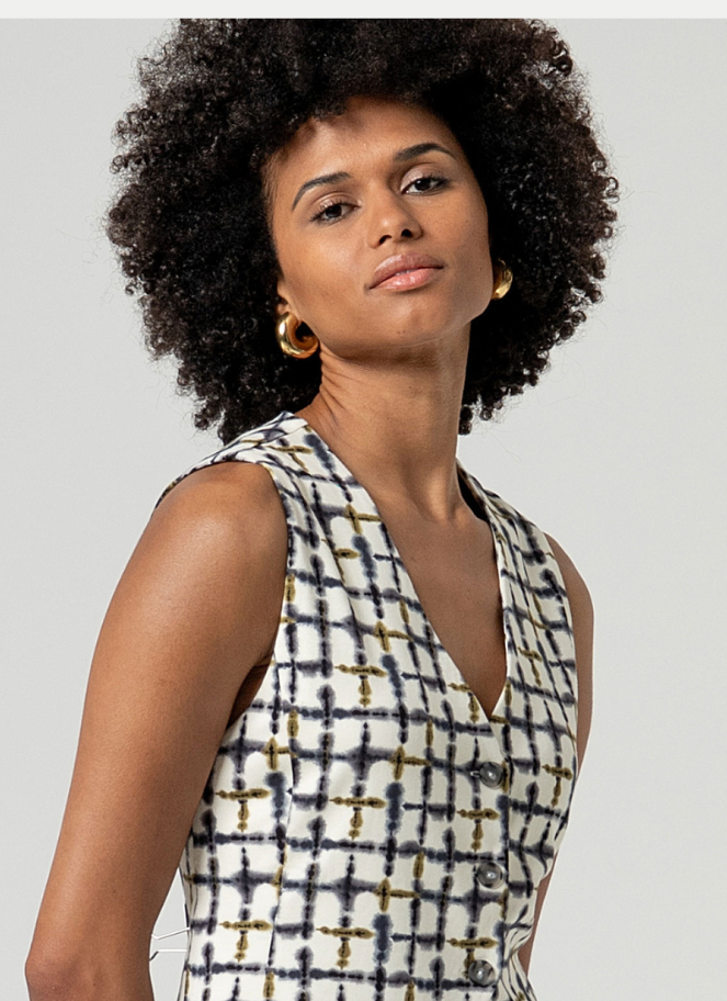 Surkana white printed vest