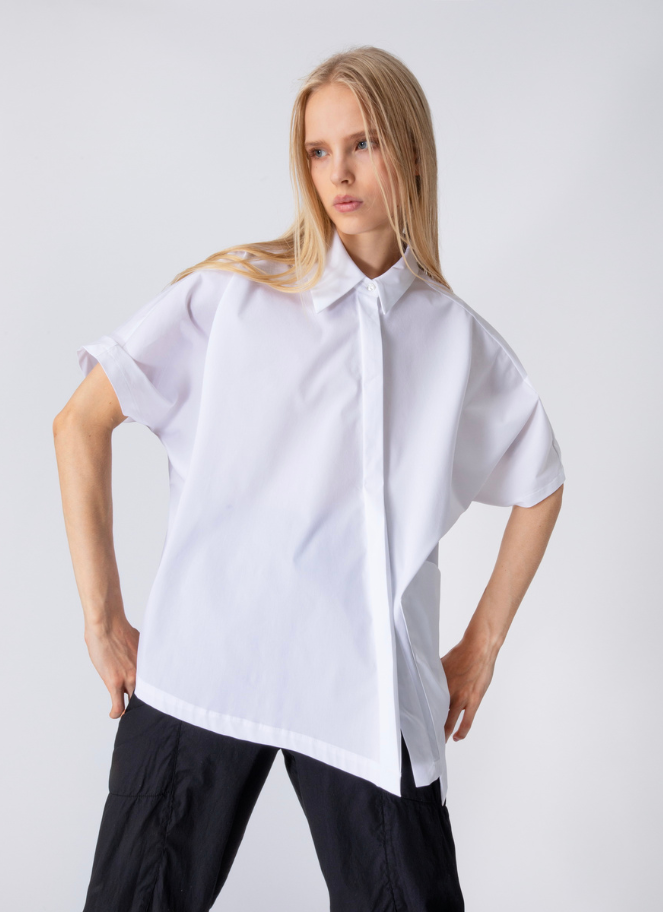 Lotus Eaters Asymmetric Cotton Shirt — White