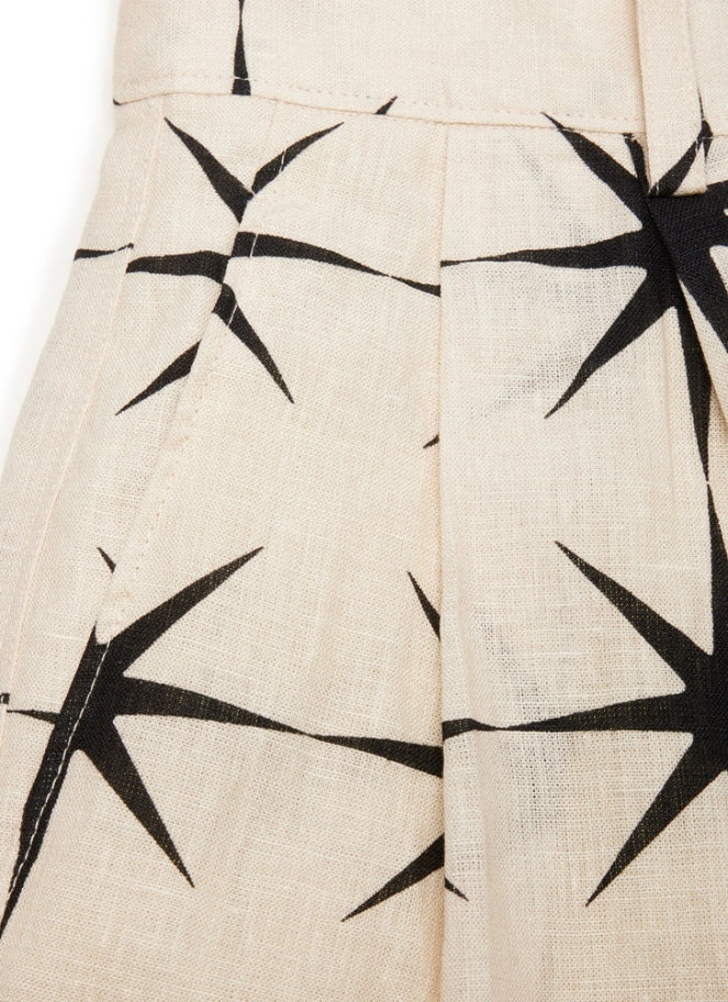 Pleated wide legged pant in star motif by JNBY