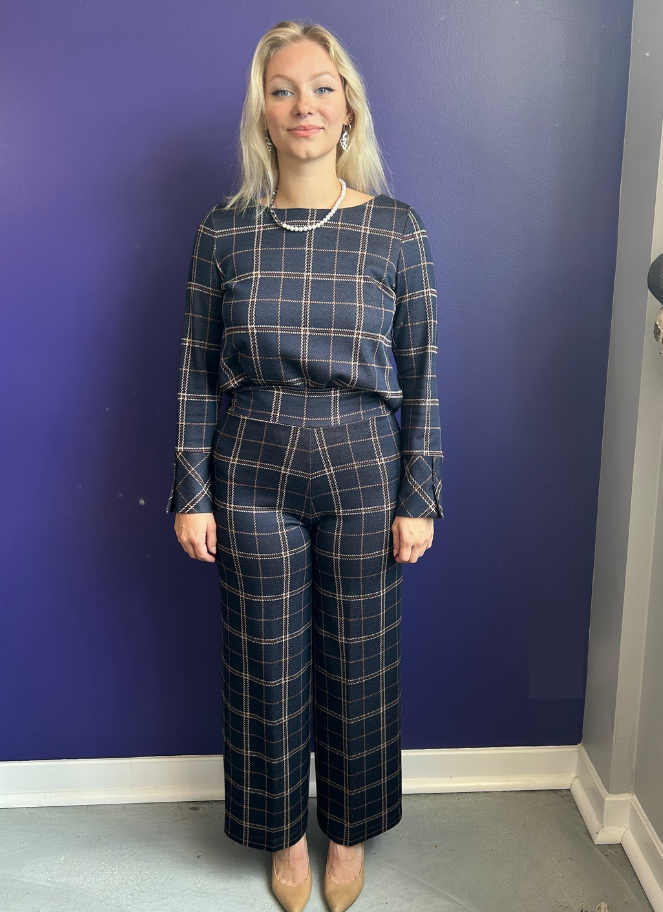 Maria Bellentani blue plaid Amsterdam top