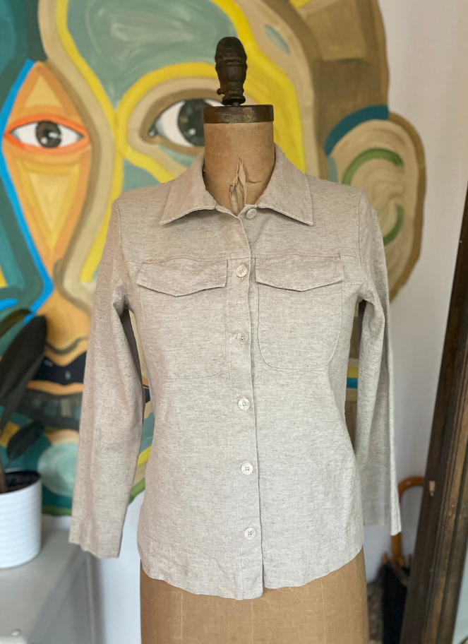 VESTE COURTE EN LIN Sable par Brenda Beddome