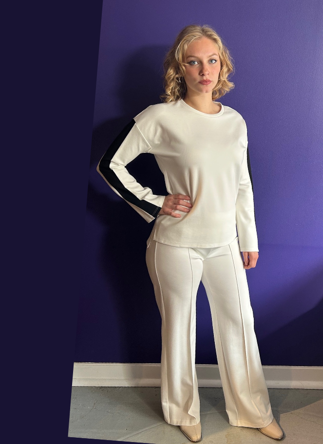 Brenda Beddome Contrast top in bone colour