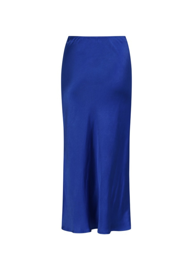 Coster Skyler mid length satin skirt in bright blue