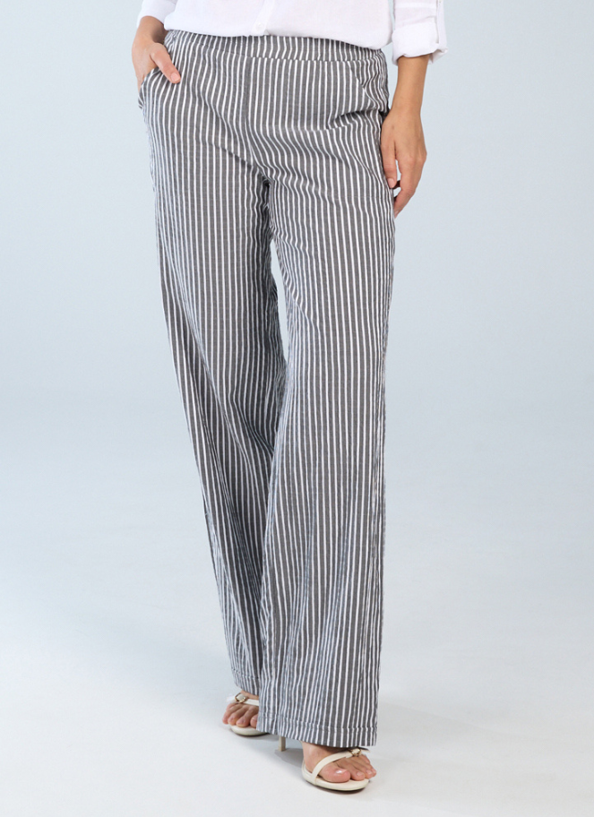 Brenda Beddome Relaxed Striped Cotton-Blend Wide-Leg Pants