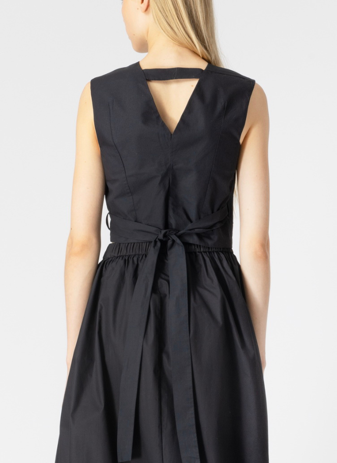 Lotus Eaters Cropped Vest with Tie in black