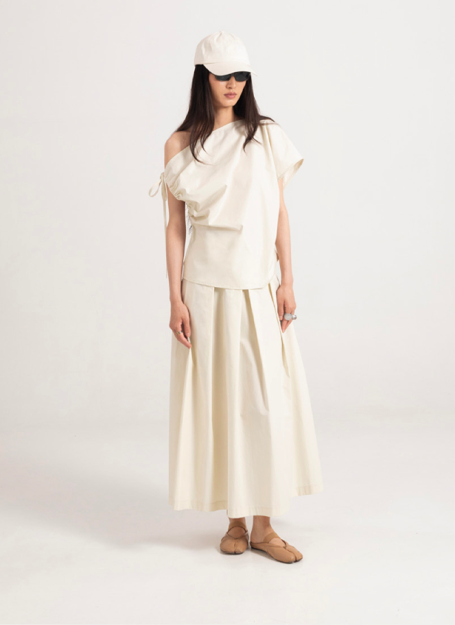 Eufonia Sleeveless Asymmetric Vanilla Top