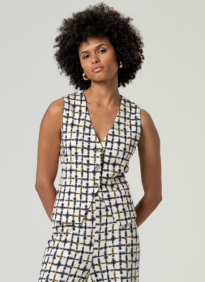 Surkana white printed vest