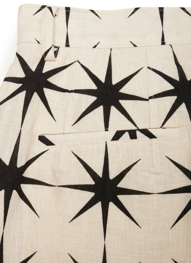 Pleated wide legged pant in star motif by JNBY