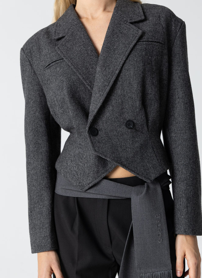 Coster Structured Cropped Woven Blazer