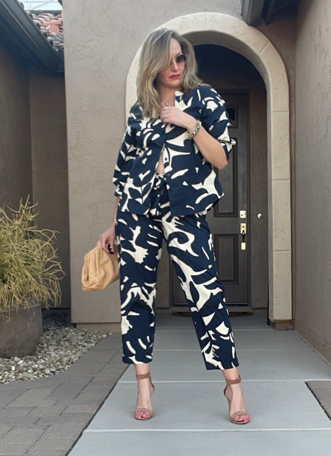 Maria Bellentani cropped leaf print pants