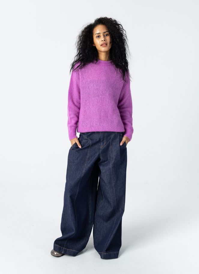Pull Coster Deep Black avec poignet Bleu Glace
