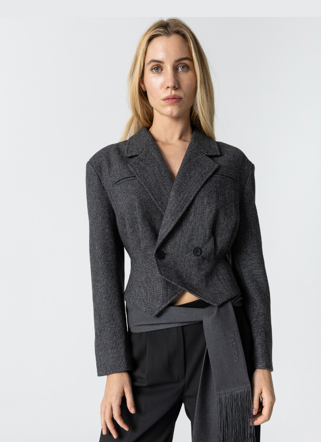 Coster Structured Cropped Woven Blazer