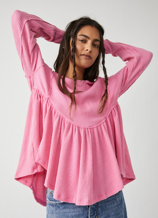 Oh My Babydoll Top in Pink Carnation by by Free People