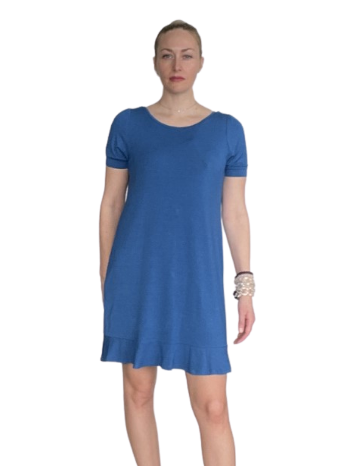 Short Sleeve Turnaround Dress in Blue