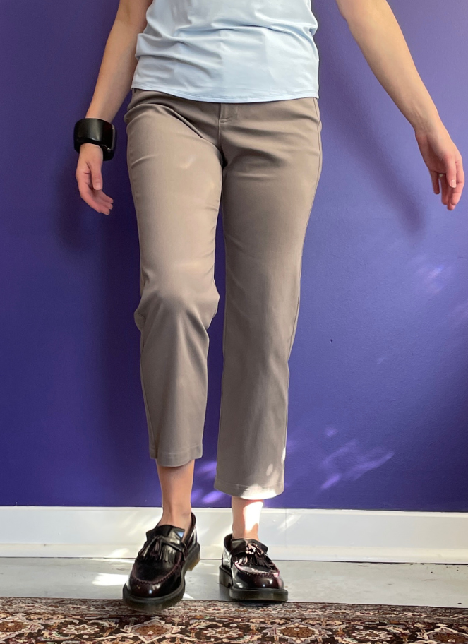 Cropped straight legged jean in mushroom by Brenda Beddome