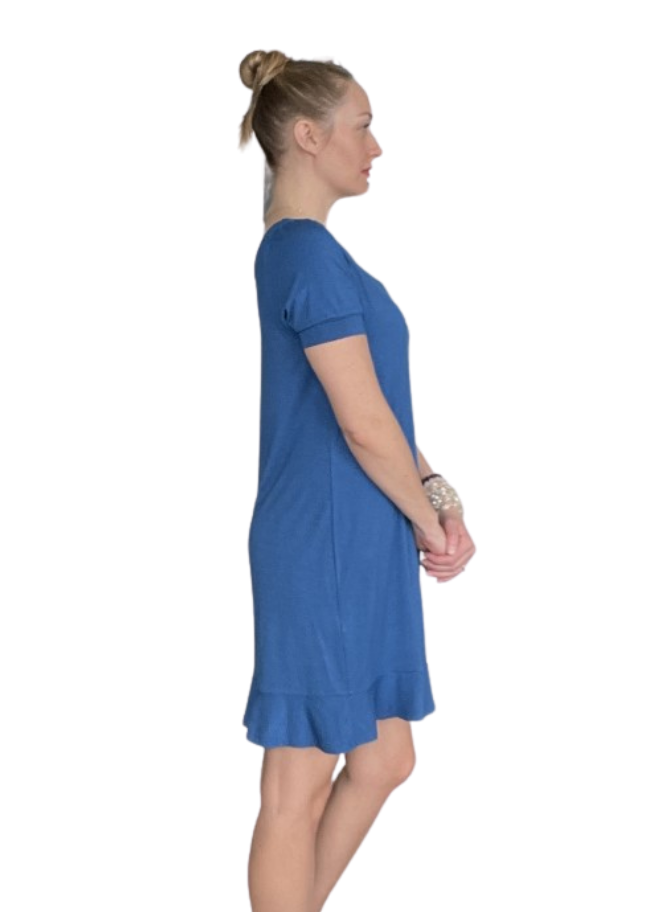 Short Sleeve Turnaround Dress in Blue