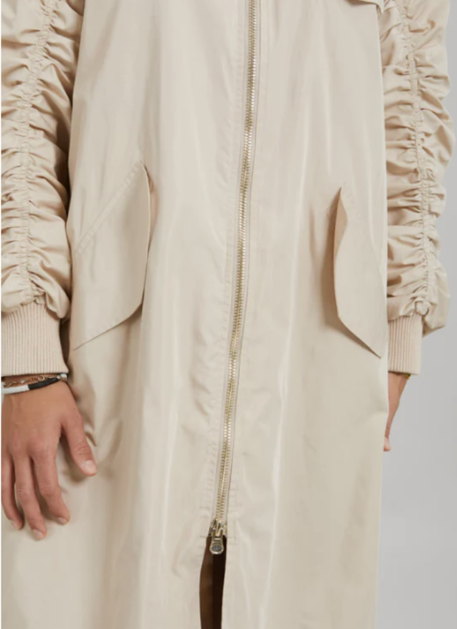 Long Bomber Jacket in Creme by Coster