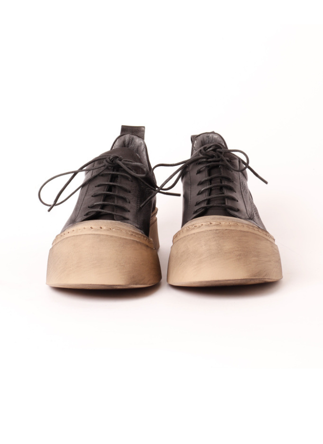 Gasoline Nero Platform Shoe with Laces by Lofina