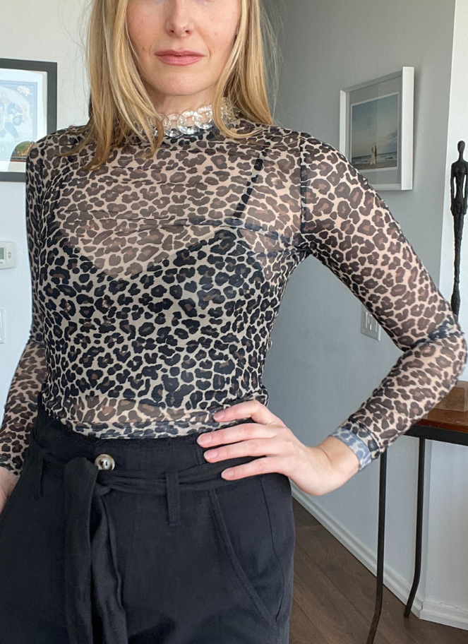 C’est Moi Sheer Animal Print top