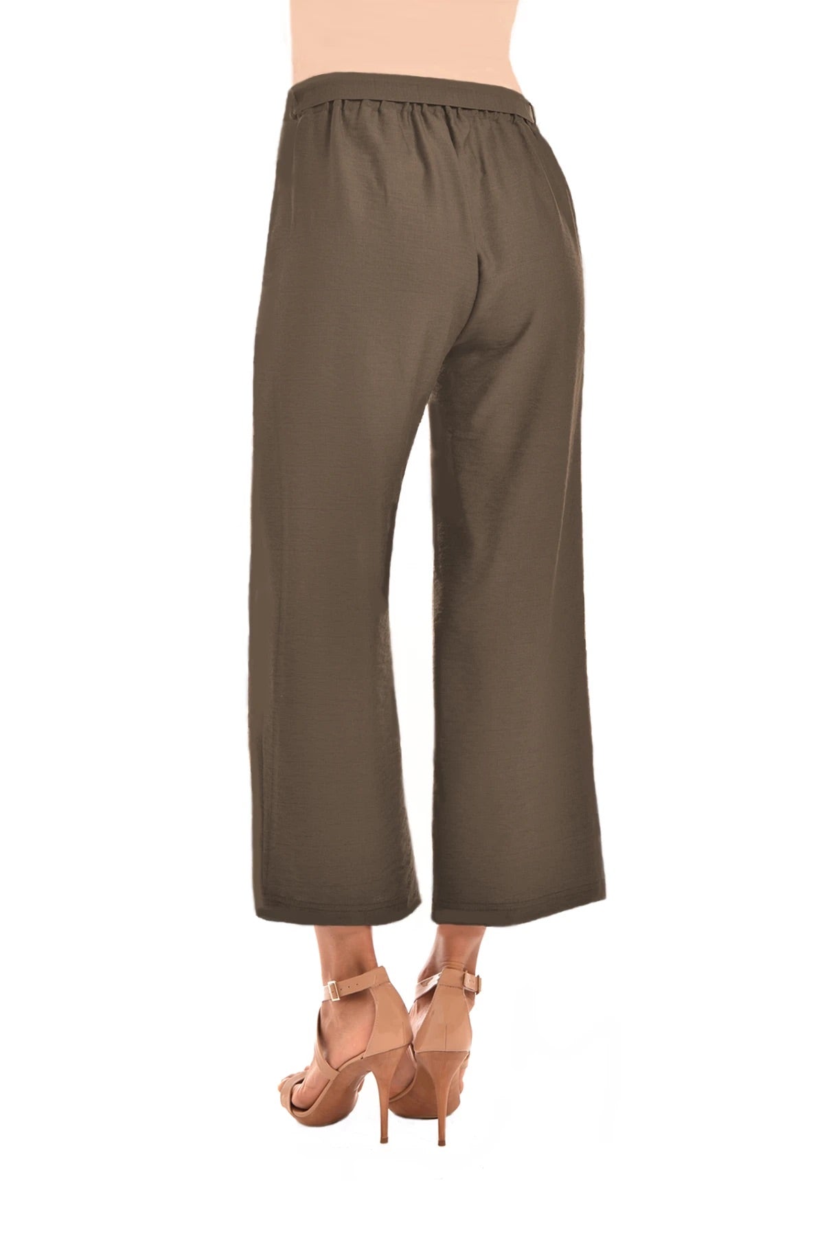 Tencel Belted Wide Legged Cropped Pant