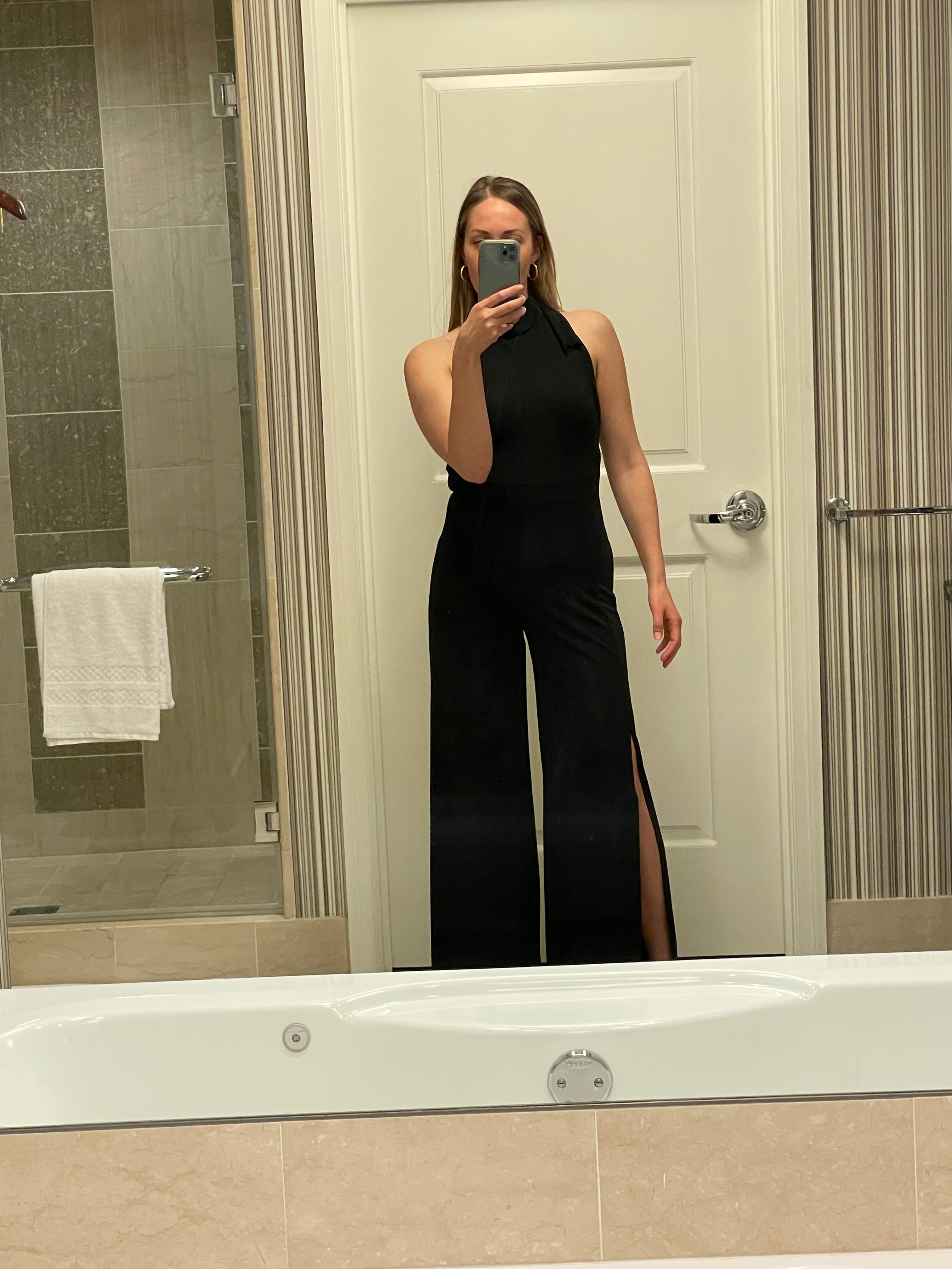 Halter Jumpsuit in Black by XD Xenia