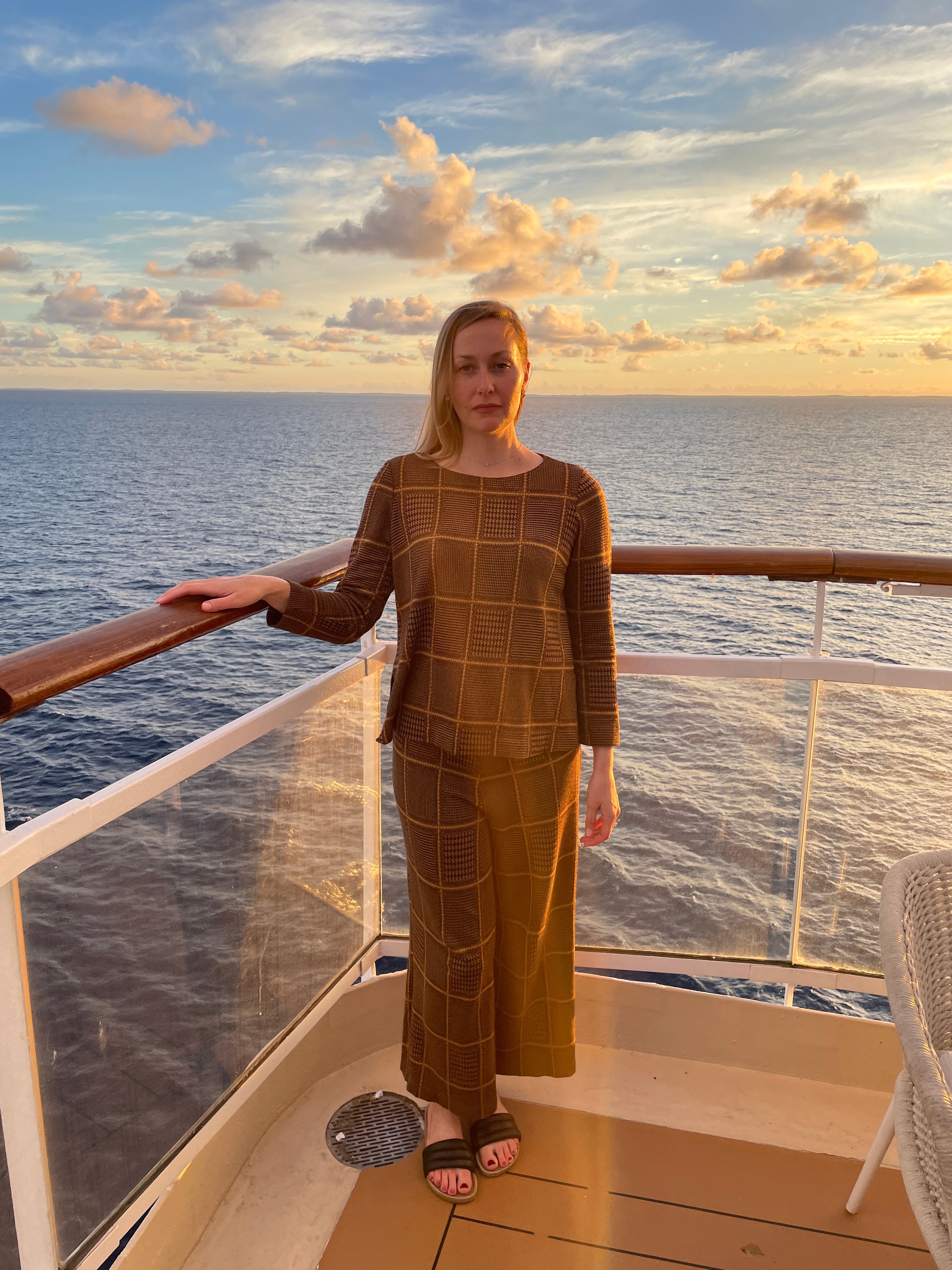 Large check pants in brown from Maria Bellentani