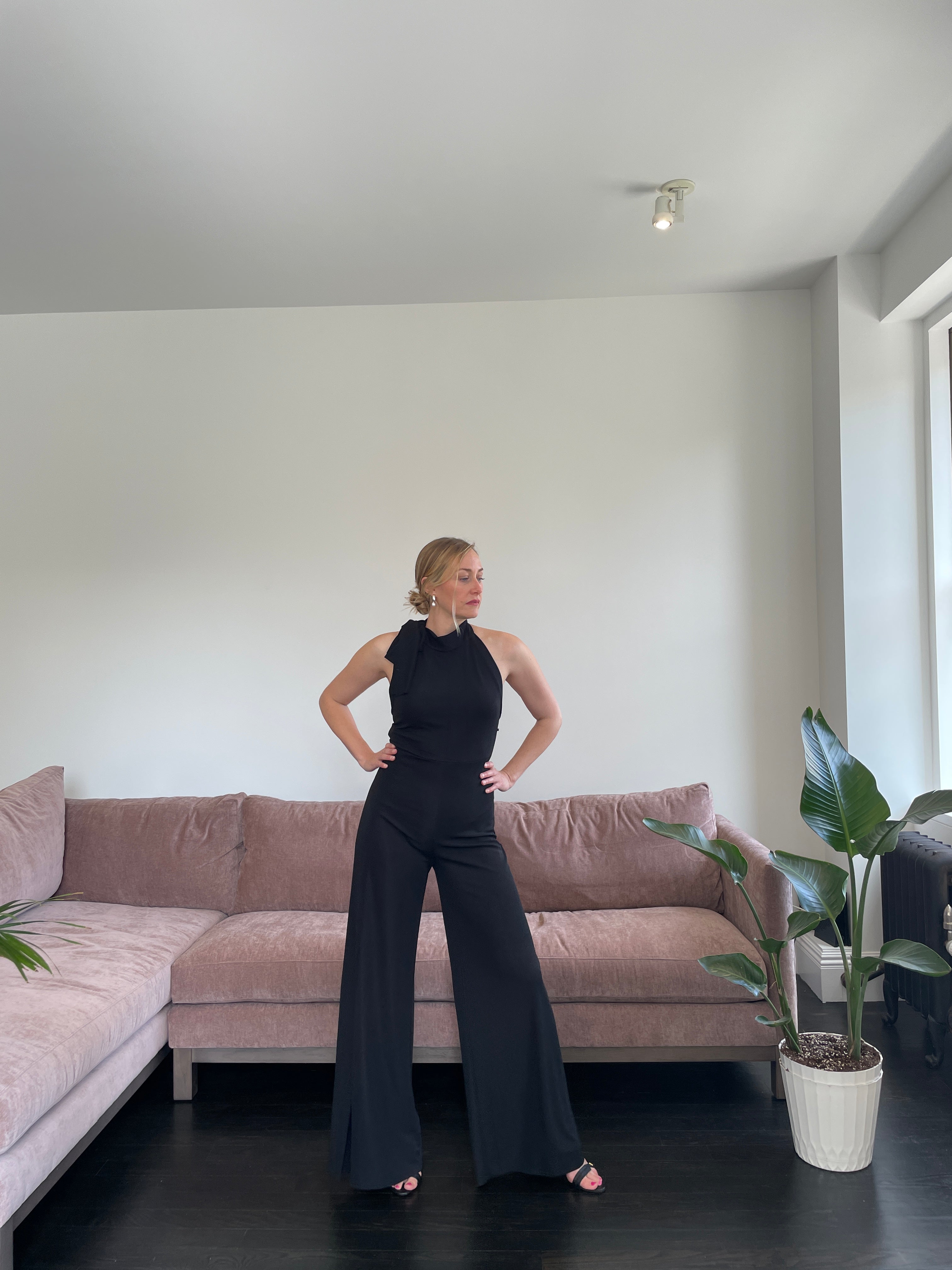 Halter Jumpsuit in Black by XD Xenia