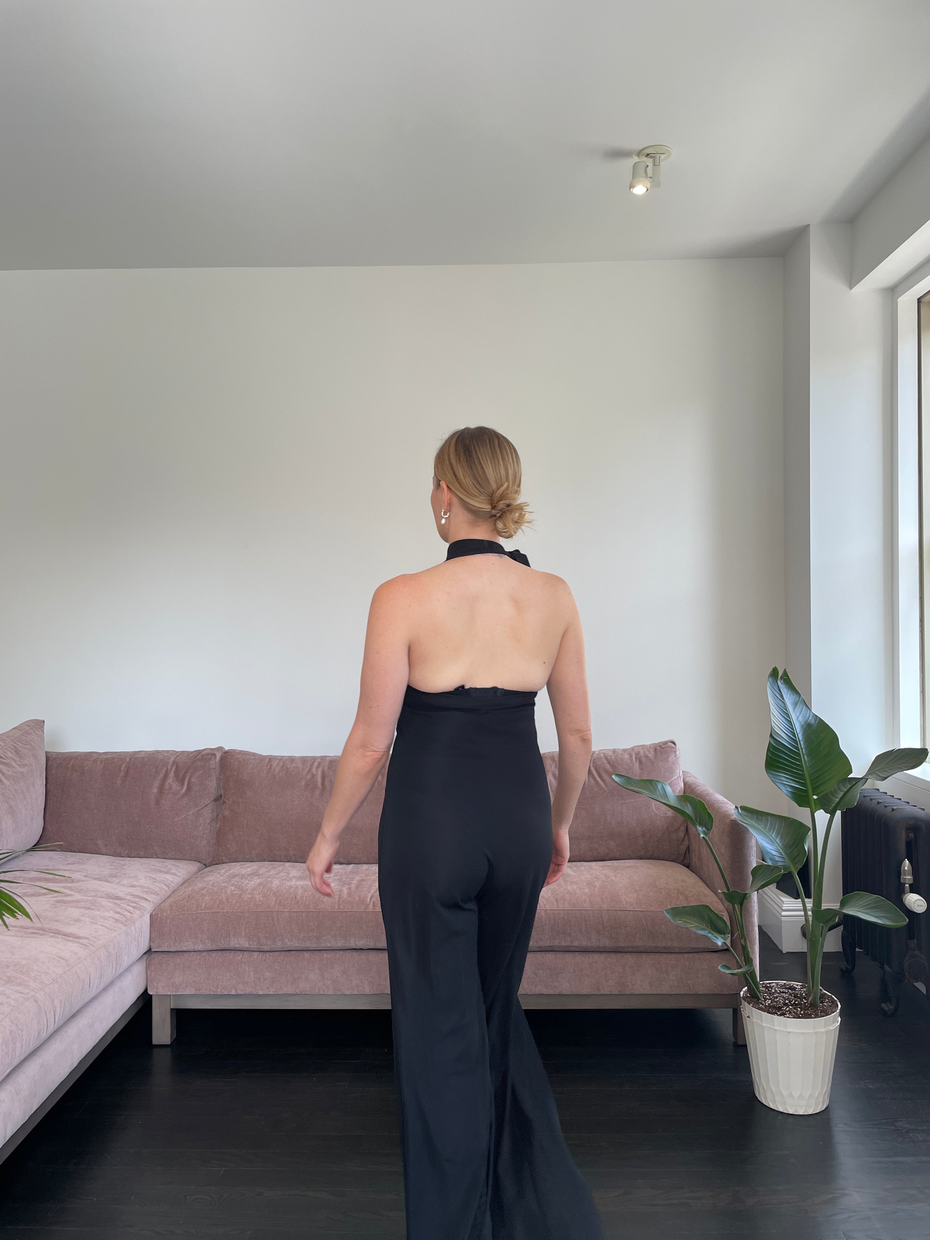 Halter Jumpsuit in Black by XD Xenia