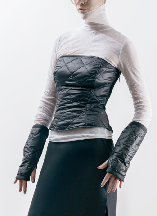 Xenia Quilted black bustier