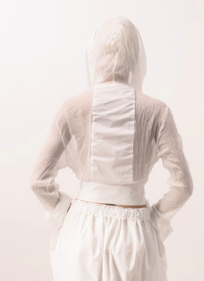 Xenia Sheer Hooded Tie-Front Jacket