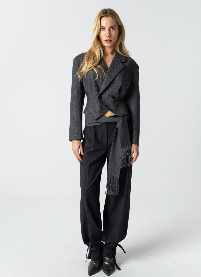 Coster Structured Cropped Woven Blazer