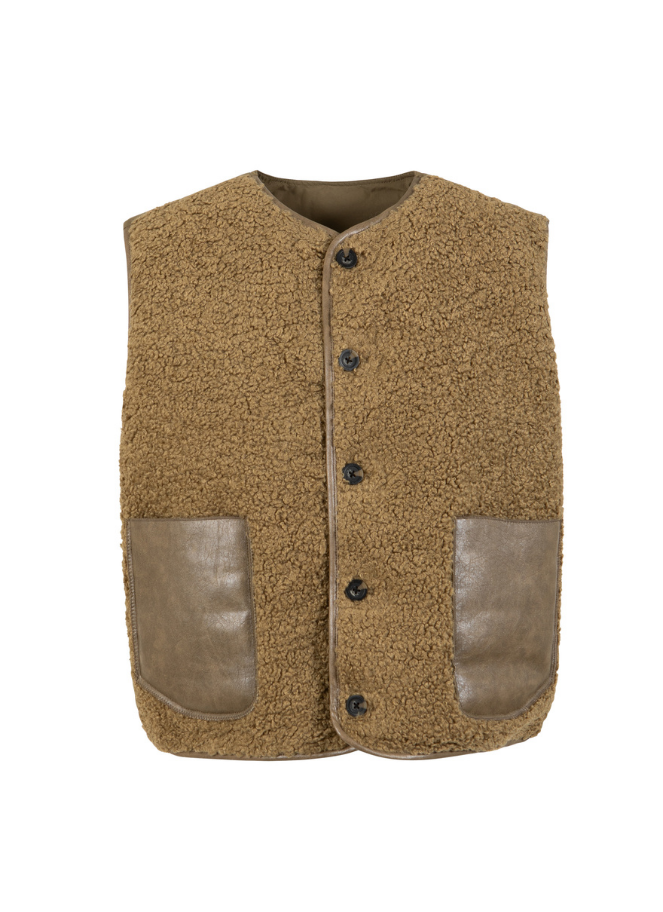 Coster Woven Jacket Vest in Army - Reversible