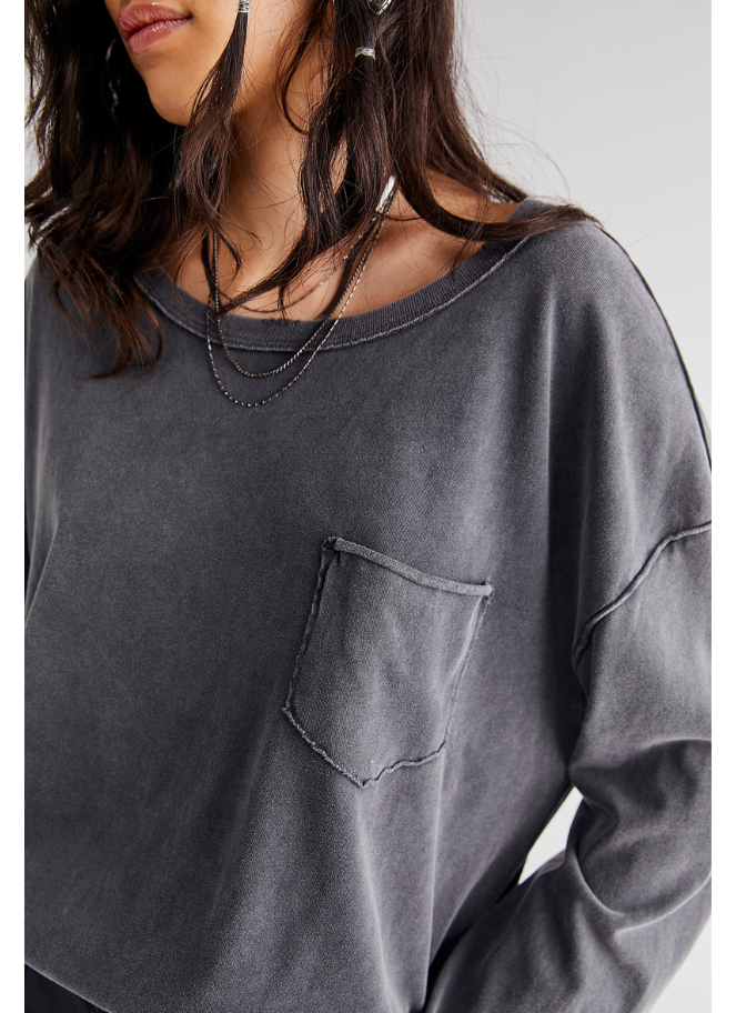 Long sleeve top with pocket by Free People in a metal colour